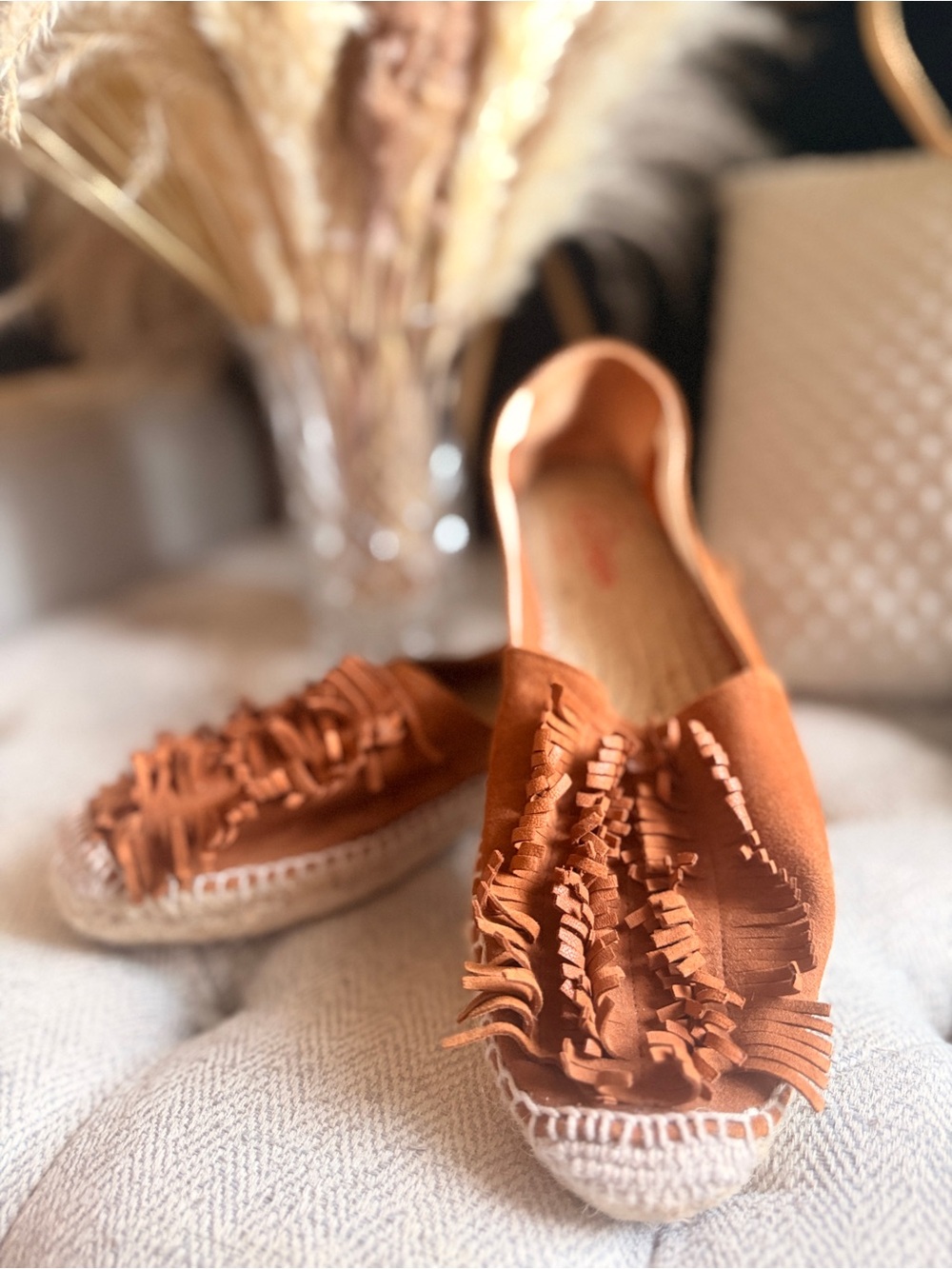 Women's CASTANER Suede Fringed Espadrilles - Slip-On Casual Flats sz41